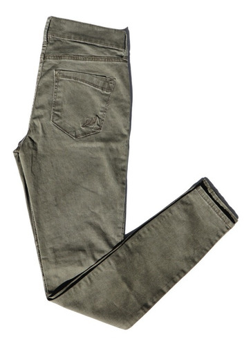 Jeans Color Verde Olivo Corte Legging Express