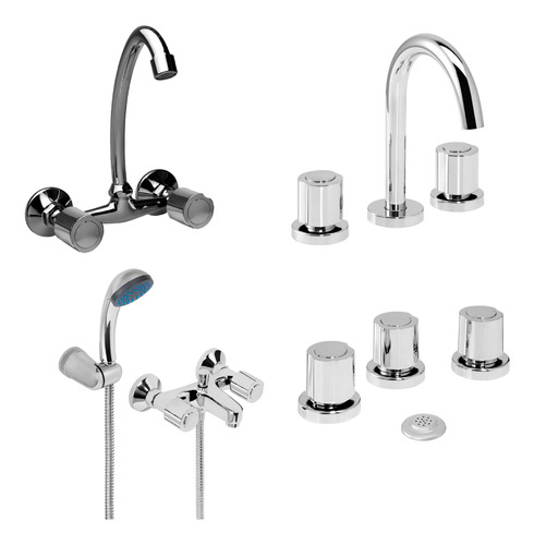 Combo Griferia Baño Cocina Hydros Viva Plus Lavat Bidet Duch