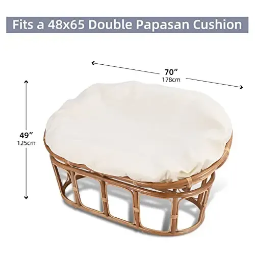 Funda Para Silla Papasan - 120cm, Impermeable, Lavable, Con Cremallera Y Lazos, Blanco