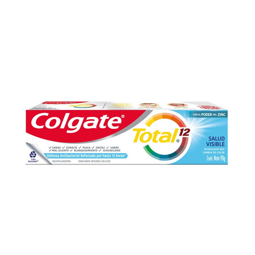 Imagen 1 de 2 de Pasta Dental Colgate Total 12 Salud Visible Tubo 90grs