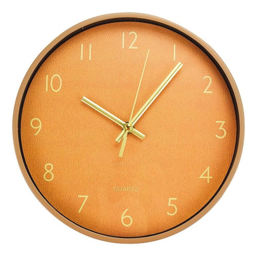 Relógio Vintage Laranja E Marrom De Parede 24,5 Cm Estrutura Marrom-claro Fundo Laranja-escuro