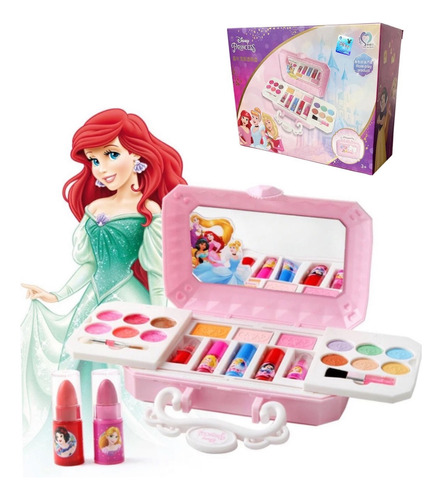 Kit Infantil Maquiagem Ariel, Bela Fera, Branca De Neve