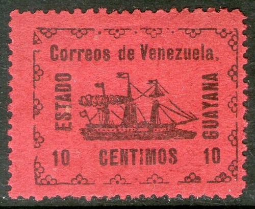 Venezuela Sello Nuevo Guyana X 5c. Barco A Vapor Año 1903 
