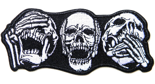 Chaleco Metal Texto Ingl  No Speak Hear See Skull Skeleton