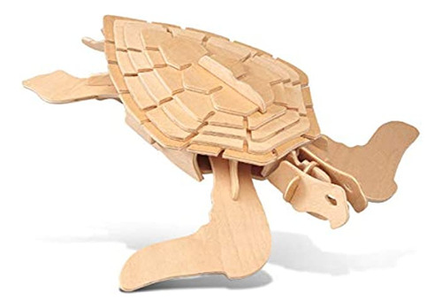 Puzzle 3d De Madera De Tortuga Verde, Juego De Construcción