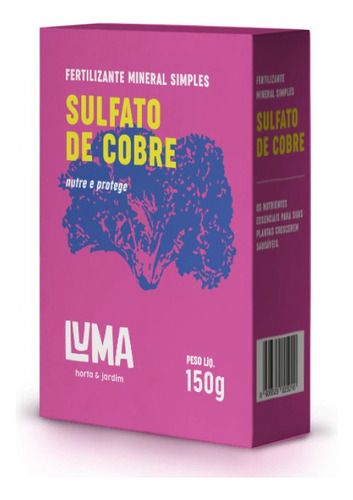 Fertilizante Sulfato De Cobre 150 G Luma Hortas E Jardim