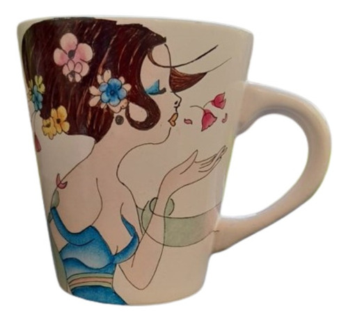 Taza De Ceramica Pintada A Mano De 350 Cc