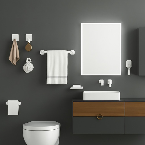 9 Set Juego Accesorios Para Baños Toalleros Acero Inoxidable