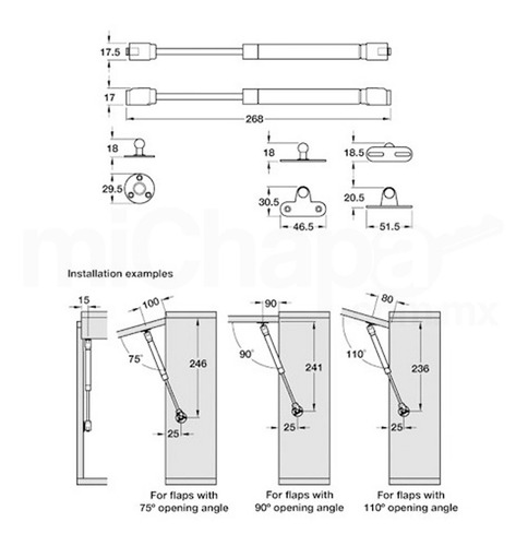 Imagen 4 de 5 de 2 Piston Amortiguador De Gas Puertas Cocinas Closet 100n