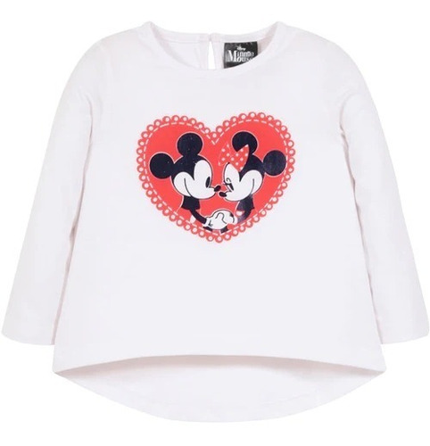 Polera Manga Larga De Minnie Y Mickey Mouse - Talla 3