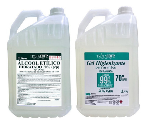 Combo - Alcool Etlico Líquido + Alcool Gel 4,5kg / 5lts