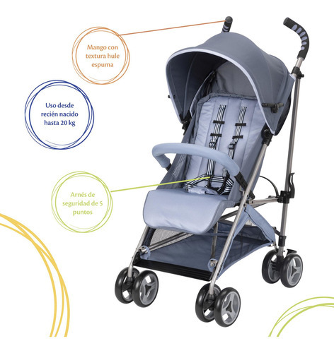 Carriola Compacta Cosco Simple Fold Organic Waves Color Gris