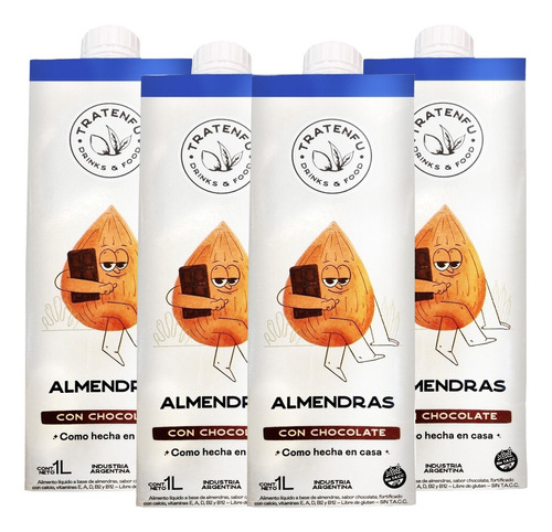 Bebida Leche De Almendras Chocolate Tratenfu Sin Tacc 1l X4