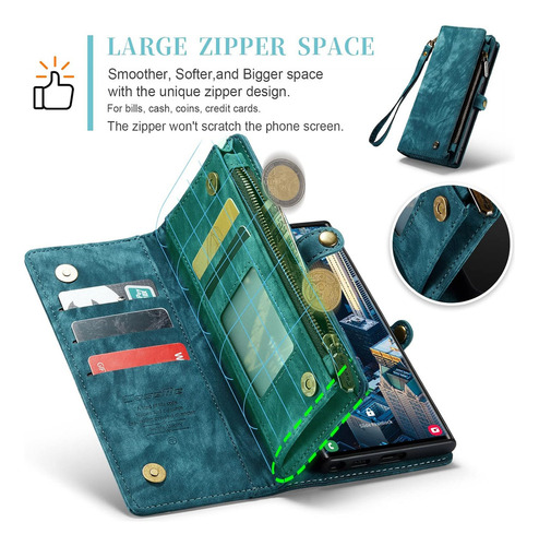 B Funda De Piel Con Tapa For Samsung Galaxy S22 Ultra