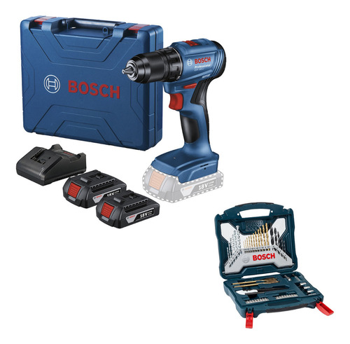 Taladro Bosch Gsr 185-li 18v 2 Baterías + Kit De Accesorios