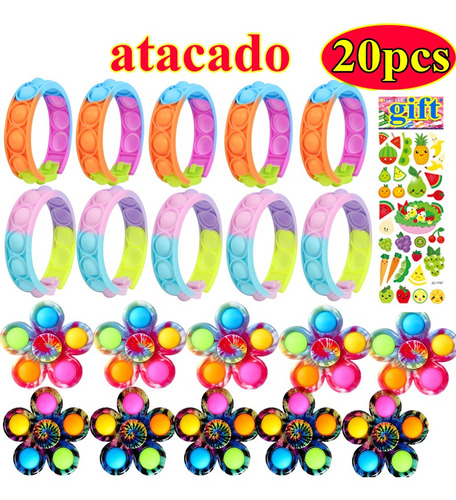 Pulsera Antiestrés Pop It Fidget Toy - Kit Al Por Mayor 20pc