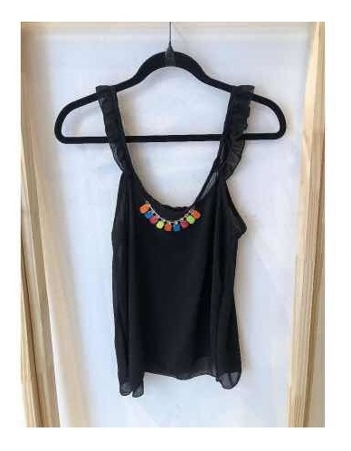 Remera De Gasa Con Collar - Volados