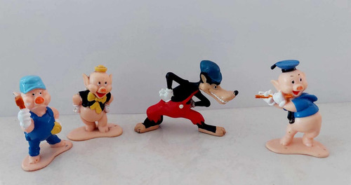 Coleccion De Figuras Del El Lobo Feroz Y Los Tres Cochinitos (Usado)