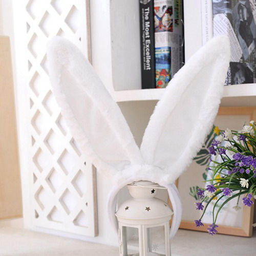 Diadema Con Orejas De Conejo De Peluche, Accesorios Blanco