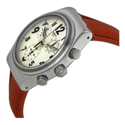 Relojes Swatch Reloj Leblon Para Hombre Pulsera Color de la malla Marrón Color del bisel Plateado Color del fondo Marrón