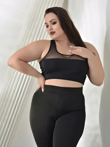 Calça Legging Feminina Plus Size Grosso Preta Cós Alto G1 G5