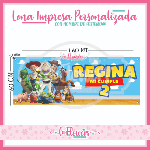 Lona Banner Para Fiesta Personalizada Buzz, Woody Y Jessie