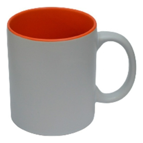 Taza Blanca Mate De Color Interno 11oz Para Sublimación 18pz Color Naranja