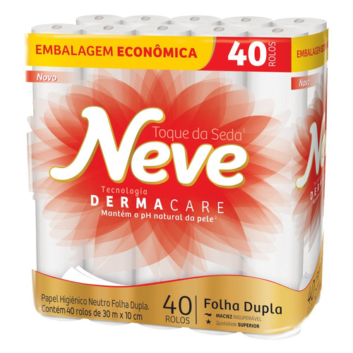 Papel higiênico Neve Toque da Seda folha dupla 30 m de 40 un