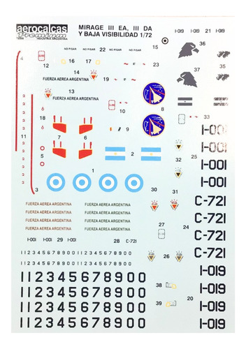 Calcas 1/72 Mirage 3 Ea Da Baja Visibilidad Avion Argentina