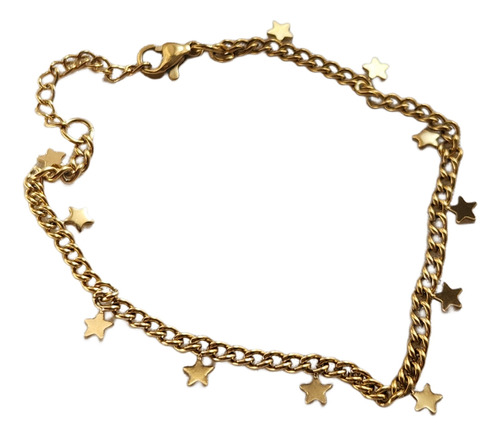 Pulsera Estrellas Acero Quirúrgico Dorado Con Caja