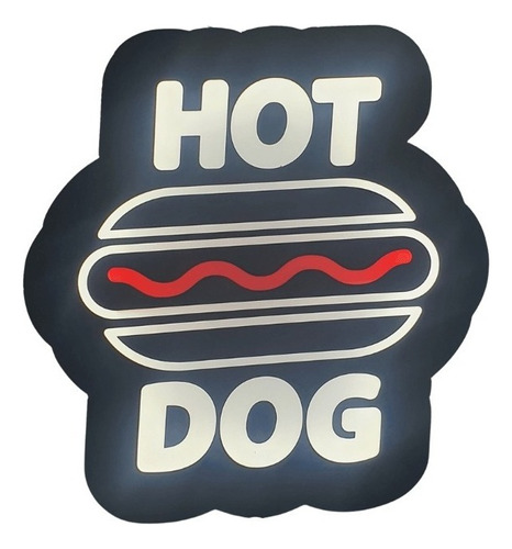 Letreiro Led Luminoso Hot Dog - Decoração Cor Preto 110v/220v (bivolt)