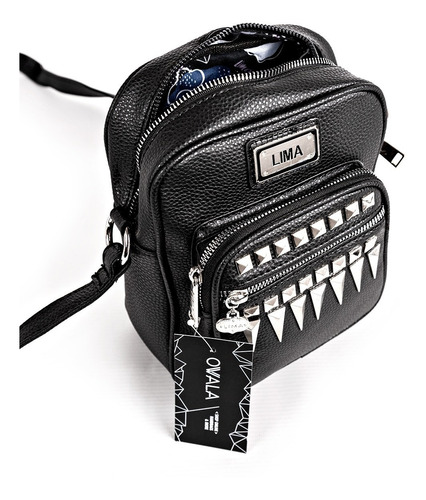 Cartera Bandolera Portacelular Mujer Lima Tachas Negras