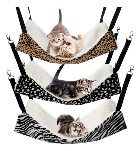 3 Pcs Reversible Pet Hamaca Suave Felpa Gato Colgante H...