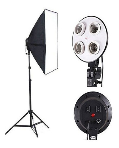 Kit Softbox 50x70 + Soquete Quádruplo + Tripé E27