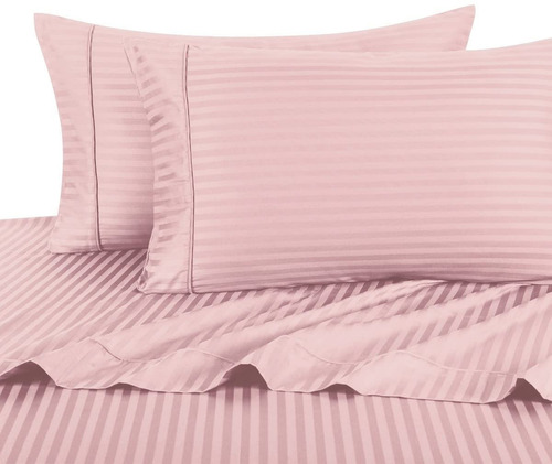 Juego De Sabanas Doble Palo De Rosa Sateen Stripe 