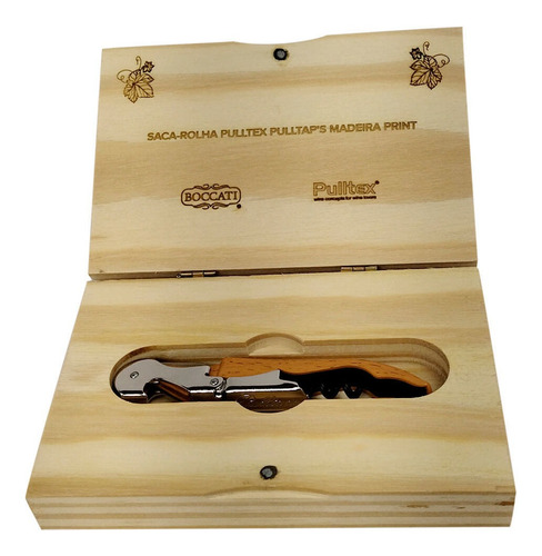 Saca-rolha Pulltex Pulltaps Madeira Print E Caixa De Pinus