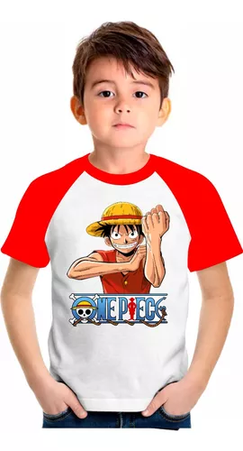 Camiseta Infantil com Estampa Luffy One Piece - Tam 5 a 14 Anos Amarelo