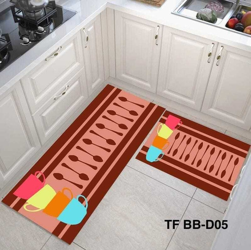 Alfombra Para Cocina Piso Entrada Antideslizante Juego 2 Pcs