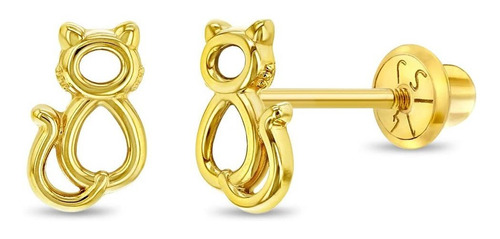 Aretes De Oro Amarillo De 14 Quilates Para Nios Pequeos A Ni