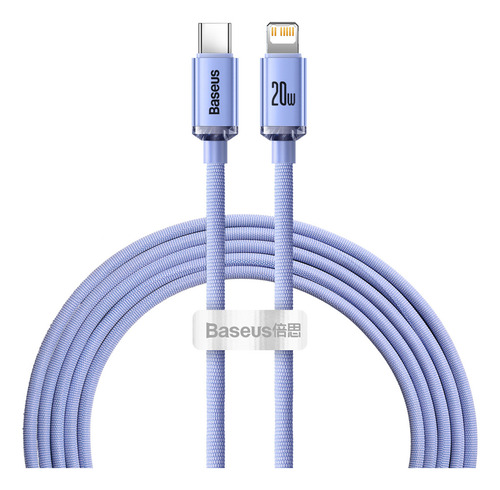 Cable Para iPhone Baseus Usb Tipo C Carga Rápida 2 Metros 480Mbps Color Lila