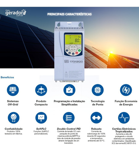 Kit Placa Solar 3,52kwp Weg P/ Bomba Até 3cv Trifasico 220v