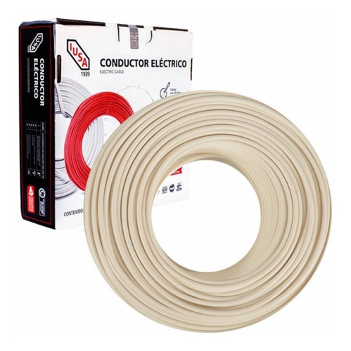 Rollo De Cable Calibre 10 Iusa Color Blanco 100% Cobre 100m