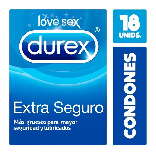 Durex Extra Seguro, 18 Condones De Látex Lubricados