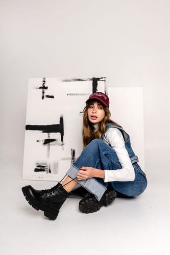 Borcegos Mujer Cuero Urbanos Acordonados Botas Moda Abril
