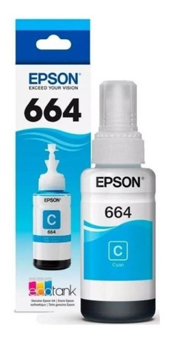 Tinta Epson Original Impresora 664 Cian Ecotank