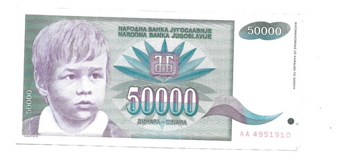 Liquido Billete De Yugoslavia.  50.000 Dinar 1992