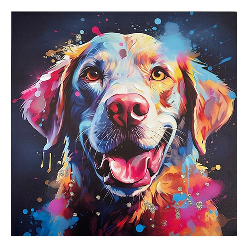 Cuadro Decorativo Perro Con Colores Mediano De Interior