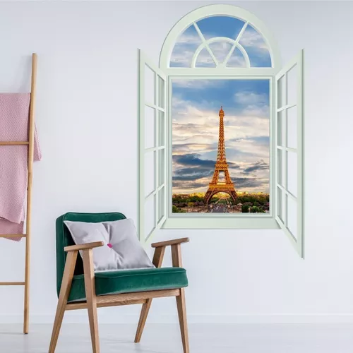  Vinilo adhesivo para ventana de vidrio para puerta de cristal y  ventana UV para cuarto de baño, dormitorio, sala de estar, 17.7 x 78.7  pulgadas Torre Eiffel, Monumental Travel City 