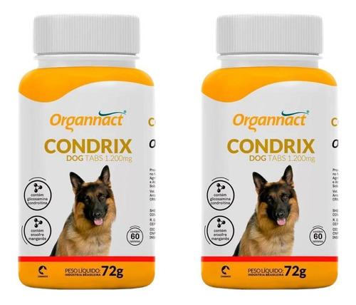 Suplemento Organnact Condrix Cães Tabs 1200mg Combo Com 2