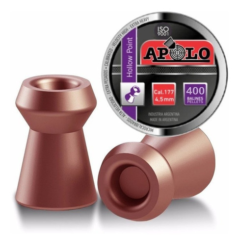 Balines Apolo Hollow Point Cobreados 4,5 Lata X400 Aire Comp